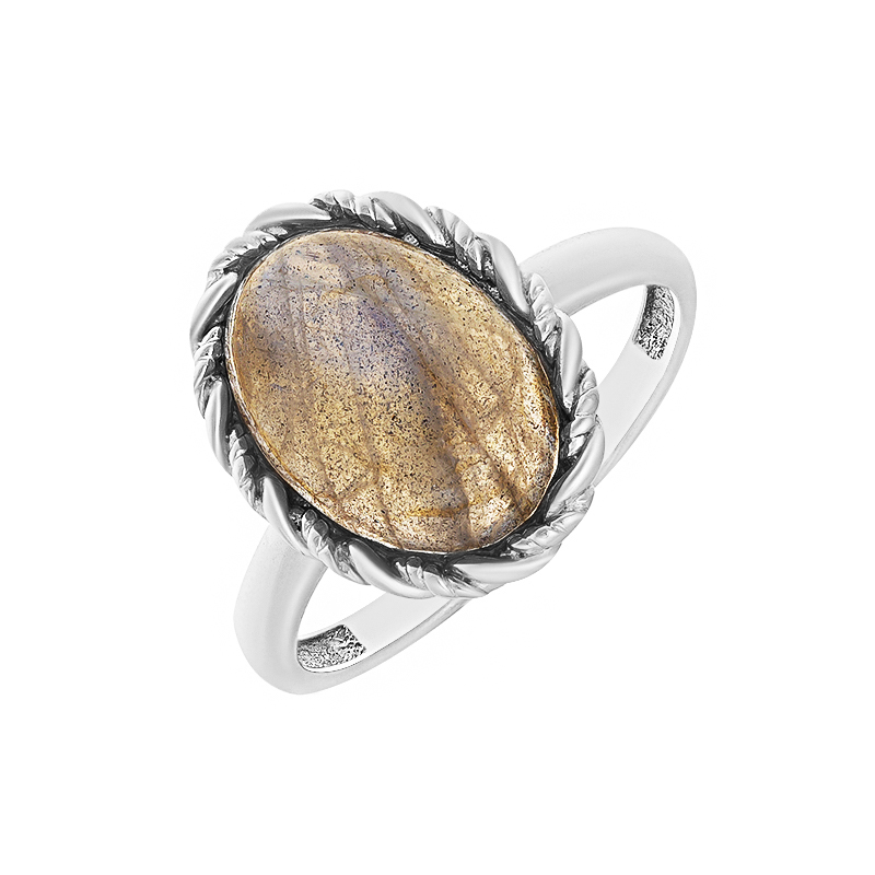 Серебряное кольцо Олива со вставками из полудрагоценных камней (лабродорит) 9В13200289, размеры от 18 до 20