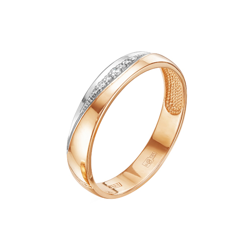Золотое кольцо обручальное Клондайк из красного золота 585 пробы со вставками из драгоценных камней (бриллиант) ЛХ07-00069, размеры от 15.5 до 19