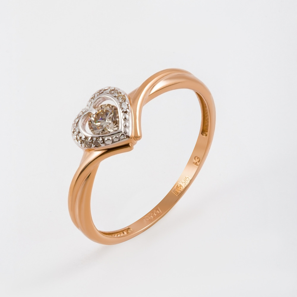Золотое кольцо Клондайк из красного золота 585 пробы со вставками из драгоценных камней (бриллиант) ЛХ01-01028-01-106-01-01, размеры от 15 до 18.5