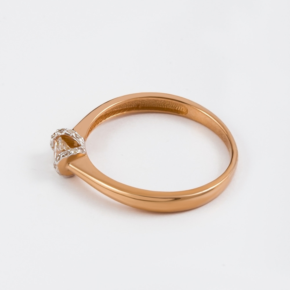 Золотое кольцо Клондайк из красного золота 585 пробы со вставками из драгоценных камней (бриллиант) ЛХ01-00989-01-106-01-01, размеры от 15 до 18.5