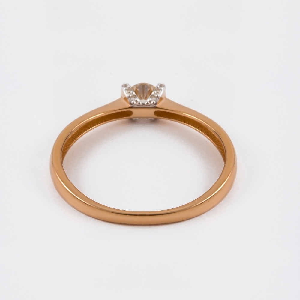 Золотое кольцо Клондайк из красного золота 585 пробы со вставками из драгоценных камней (бриллиант) ЛХ01-00989-01-106-01-01, размеры от 15 до 18.5