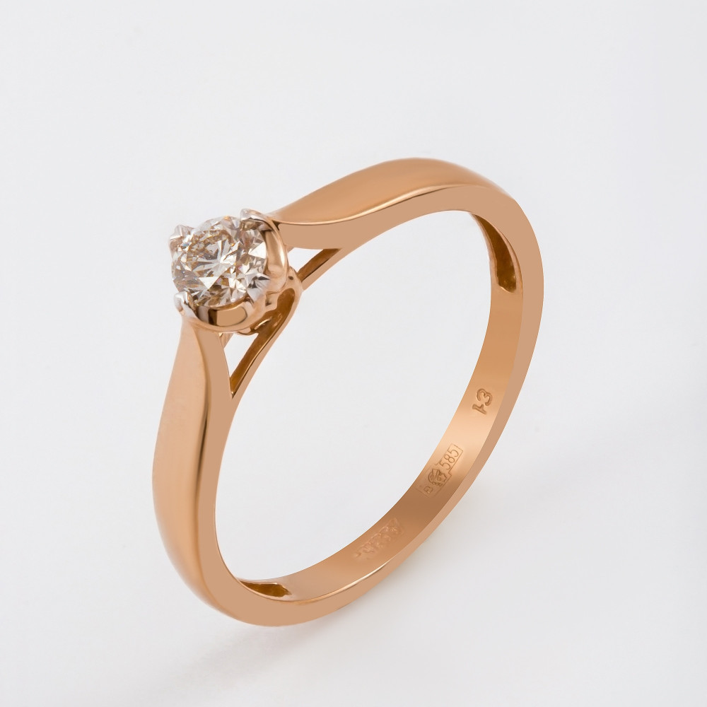 Золотое кольцо Клондайк из красного золота 585 пробы со вставками из драгоценных камней (бриллиант) ЛХ01-00969-01-001-01-01, размеры от 15 до 18.5