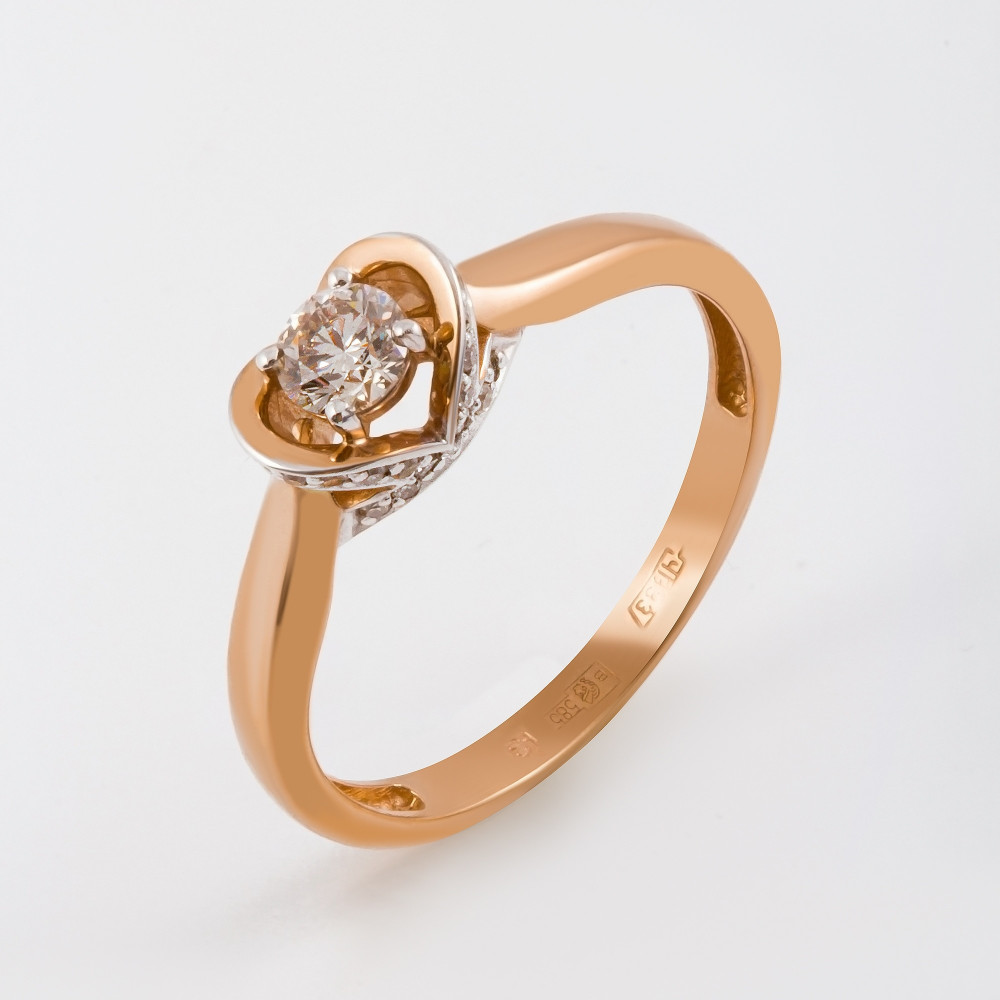 Золотое кольцо Клондайк из красного золота 585 пробы со вставками из драгоценных камней (бриллиант) ЛХ01-00918-01-106-01-01, размеры от 15 до 18.5