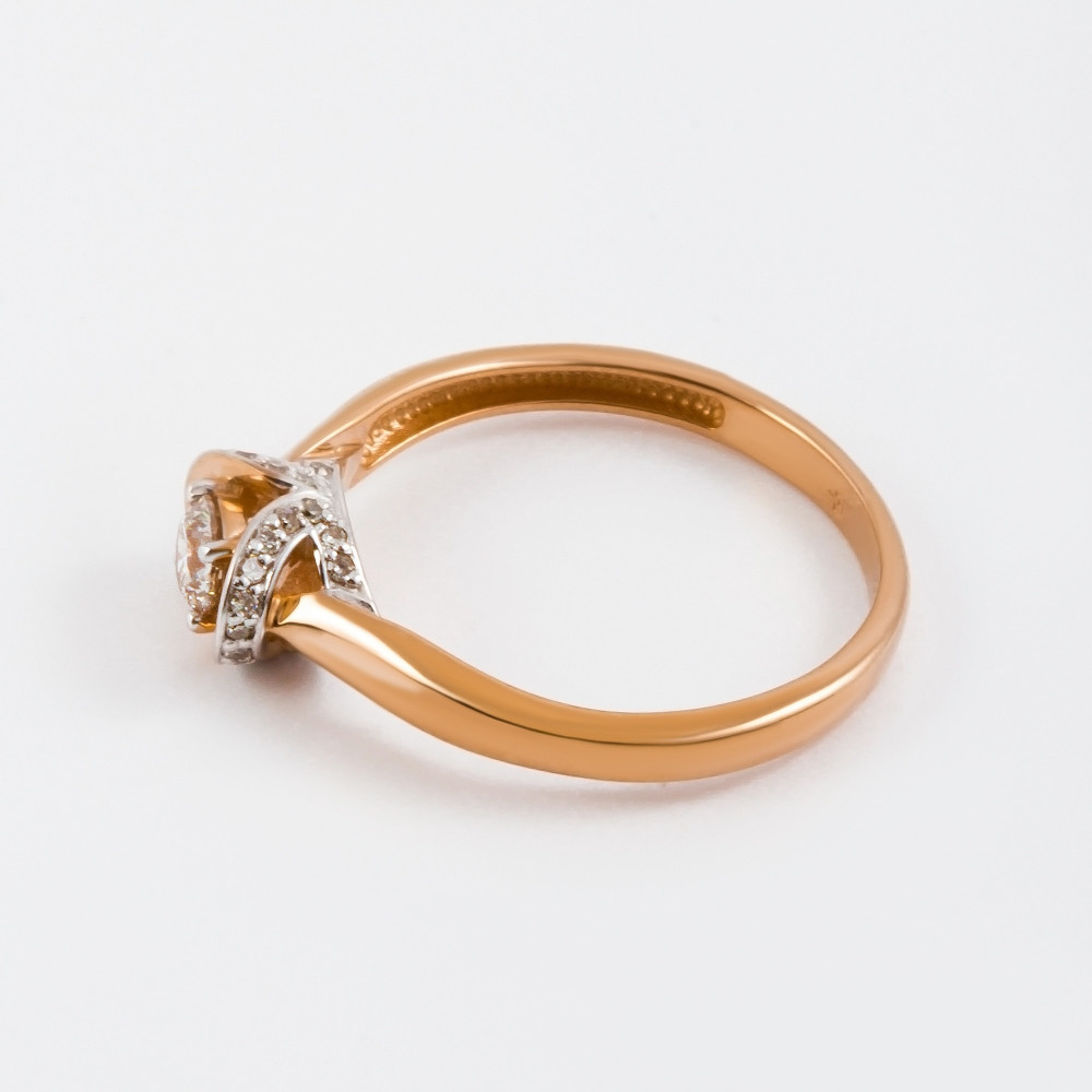 Золотое кольцо Клондайк из красного золота 585 пробы со вставками из драгоценных камней (бриллиант) ЛХ01-00918-01-106-01-01, размеры от 15 до 18.5
