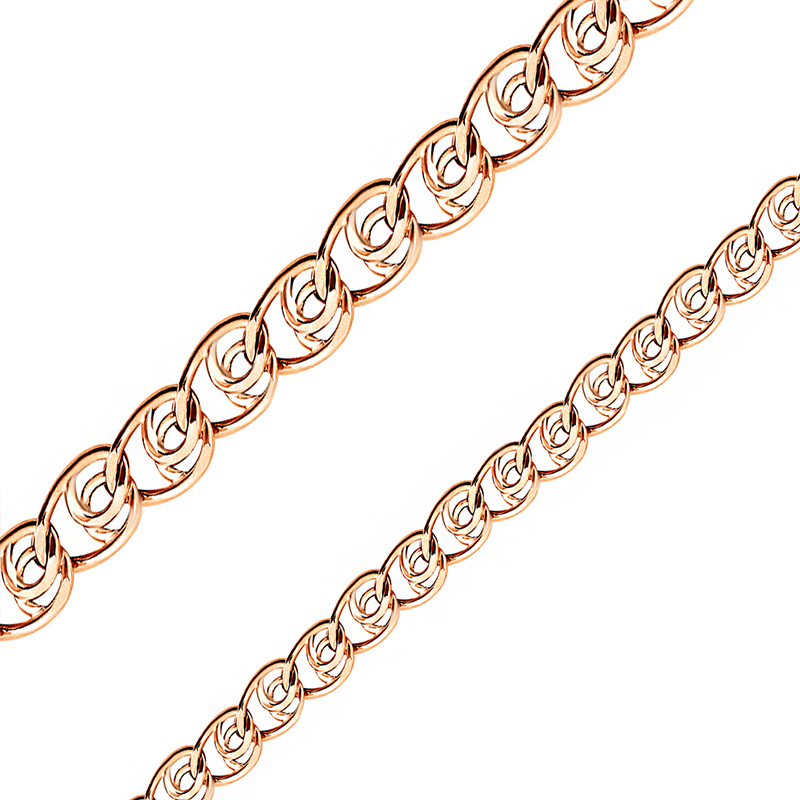 Золотой браслет Бронницкий ювелир из красного золота 585 пробы БЮБР110301901, размеры от 16 до 20