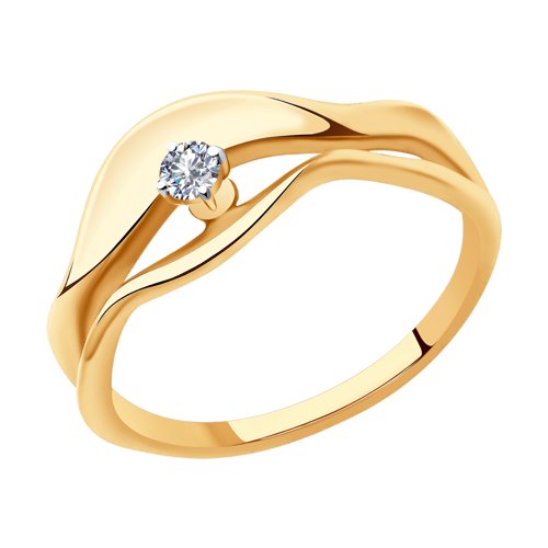Золотое кольцо Sokolov из красного золота 585 пробы со вставками из драгоценных камней (бриллиант) ДИ1011903, размеры от 16.5 до 17.5