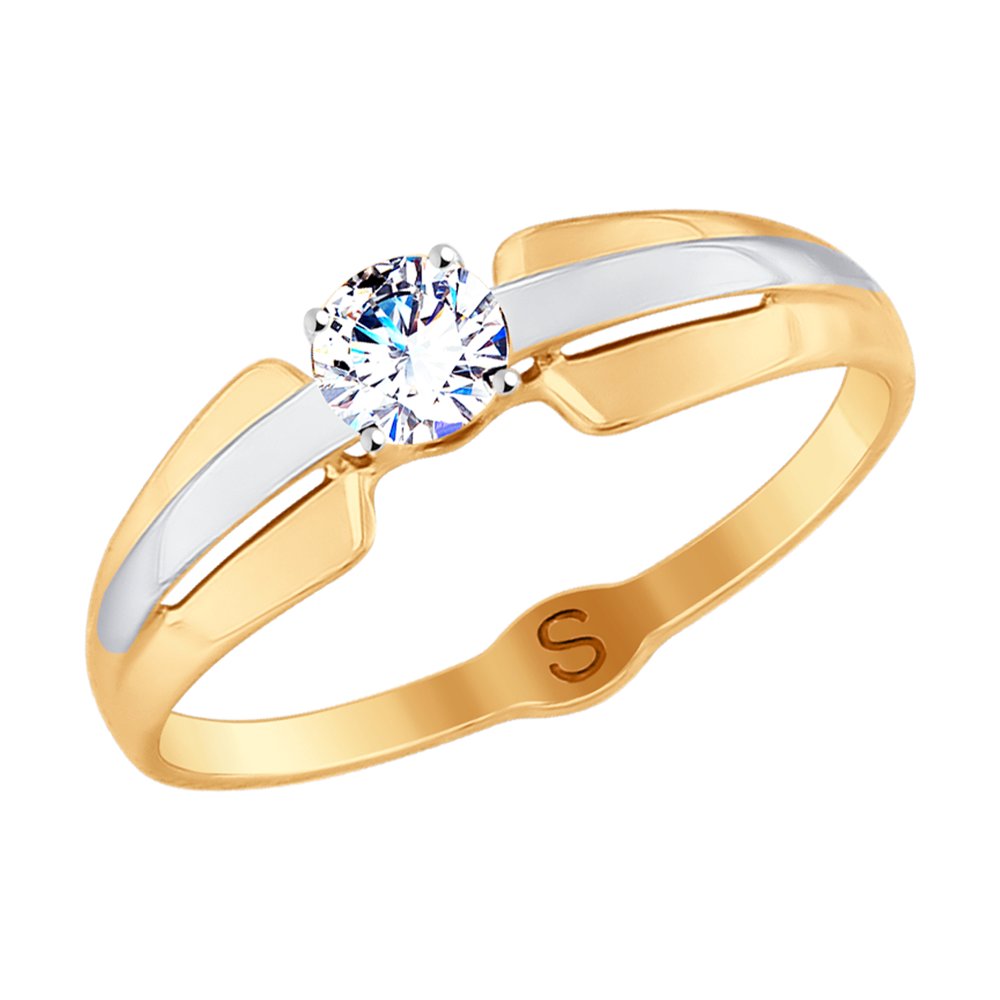 Золотое кольцо Sokolov из красного золота 585 пробы  со вставками (фианит) ДИ017805, размеры от 16.5 до 18