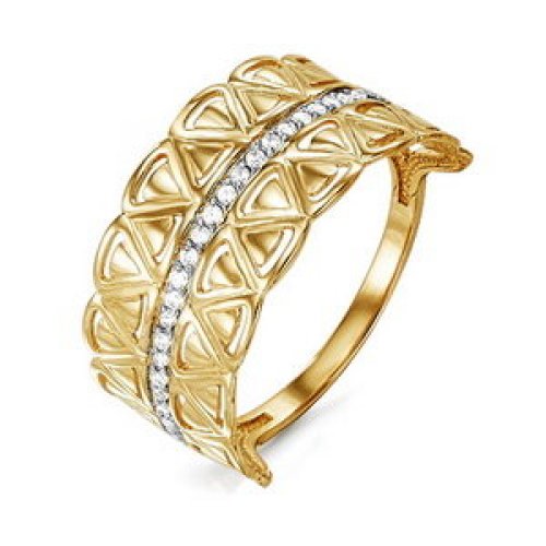 Золотое кольцо Дельта (delta) из красного золота 585 пробы  со вставками (фианит) ДП113814, размеры от 16 до 20