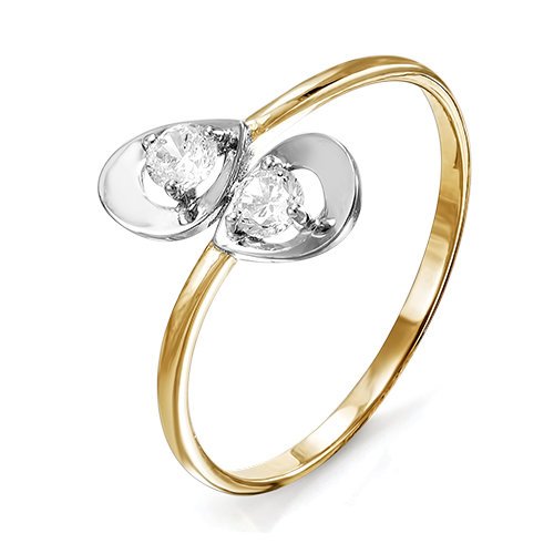 Золотое кольцо Дельта (delta) из красного золота 585 пробы  со вставками (фианит) ДП115085, размеры от 16 до 18