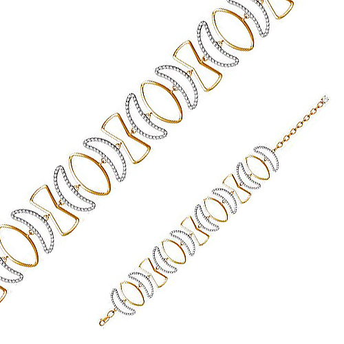 Золотой браслет декоративный  из красного золота 585 пробы  со вставками (фианит) ДП774878, размеры от  до 18