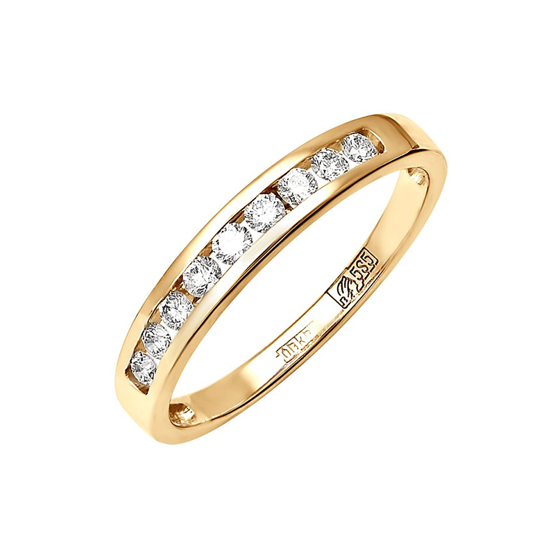 Золотое кольцо Белый бриллиант из красного золота 585 пробы со вставками из драгоценных камней (бриллиант) ЮЗ1-11-0016-101, размеры от 18 до 19