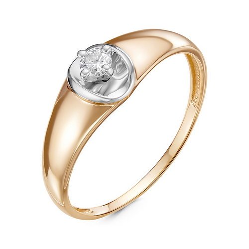 Кольцо из красного золота с бриллиантом