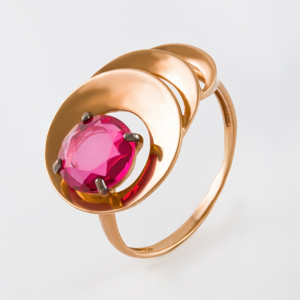 Золотое кольцо Дельта (delta) из красного золота 585 пробы  со вставками () ДП314634, размеры от 17.5 до 20