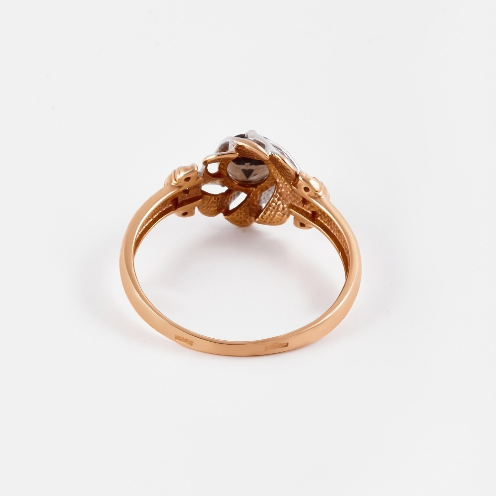 Золотое кольцо Дельта (delta) из красного золота 585 пробы со вставками из полудрагоценных камней (топаз и фианит) ДП310907, размеры от 15.5 до 17.5