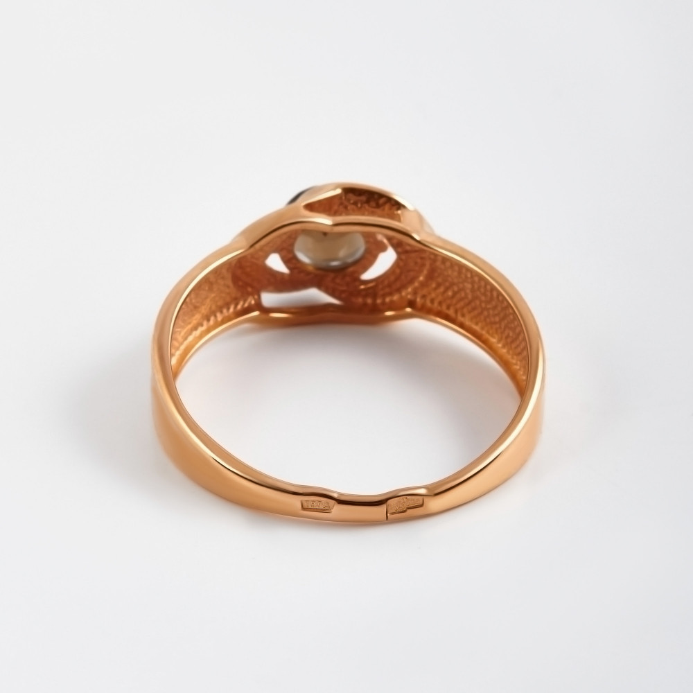 Золотое кольцо Дельта (delta) из красного золота 585 пробы со вставками из полудрагоценных камней (топаз) ДП310871, размеры от 15.5 до 19
