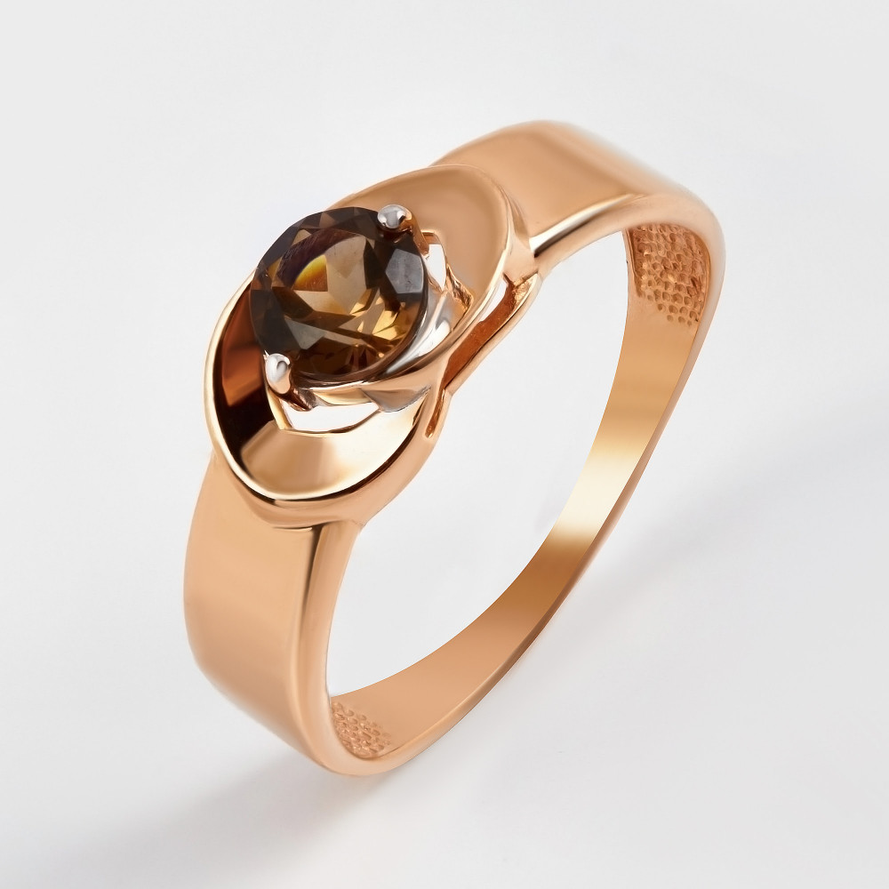Золотое кольцо Дельта (delta) из красного золота 585 пробы со вставками из полудрагоценных камней (топаз) ДП310871, размеры от 15.5 до 19