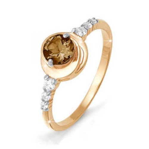 Золотое кольцо Дельта (delta) из красного золота 585 пробы со вставками из полудрагоценных камней (топаз и фианит) ДП310915, размеры от 15.5 до 19