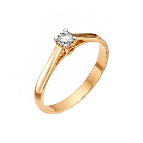 Золотое кольцо Ювелирные традиции из красного золота 585 пробы со вставками из драгоценных камней (бриллиант) ЮИК112-1041, размеры от 15 до 17.5