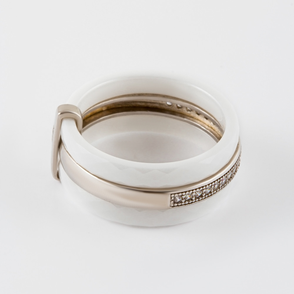 Серебряное кольцо Серебряные крылья  со вставками ( и фианит) СЫ01СР0686а-130, размеры от 16.5 до 18.5