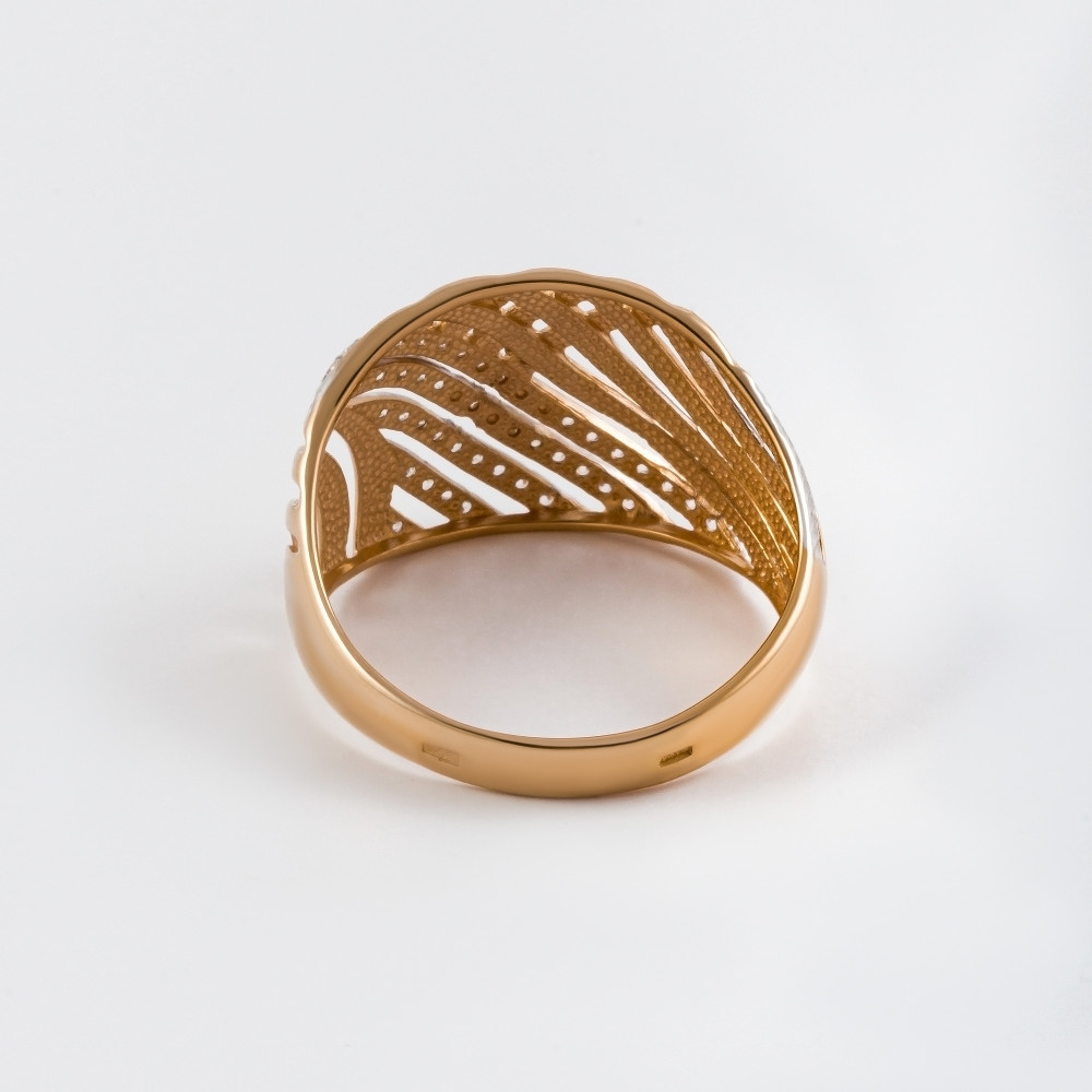 Золотое кольцо Аллегро из красного золота 585 пробы  со вставками (фианит) 7А11215, размеры от 17.5 до 22.5
