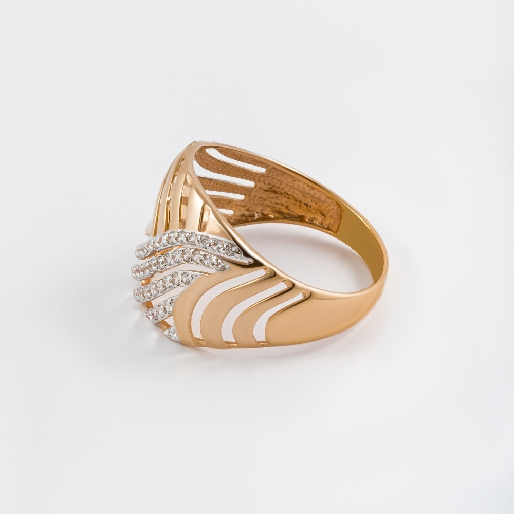 Золотое кольцо Аллегро из красного золота 585 пробы  со вставками (фианит) 7А11215, размеры от 17.5 до 22.5