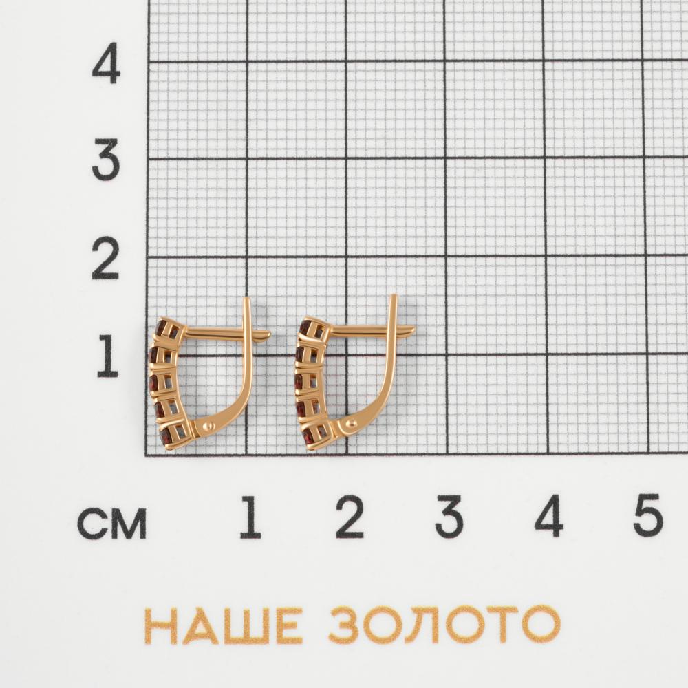 Золотые серьги Ювелирные традиции из красного золота 585 пробы со вставками из полудрагоценных камней (аметист и топаз) ЮИС120-1381М4