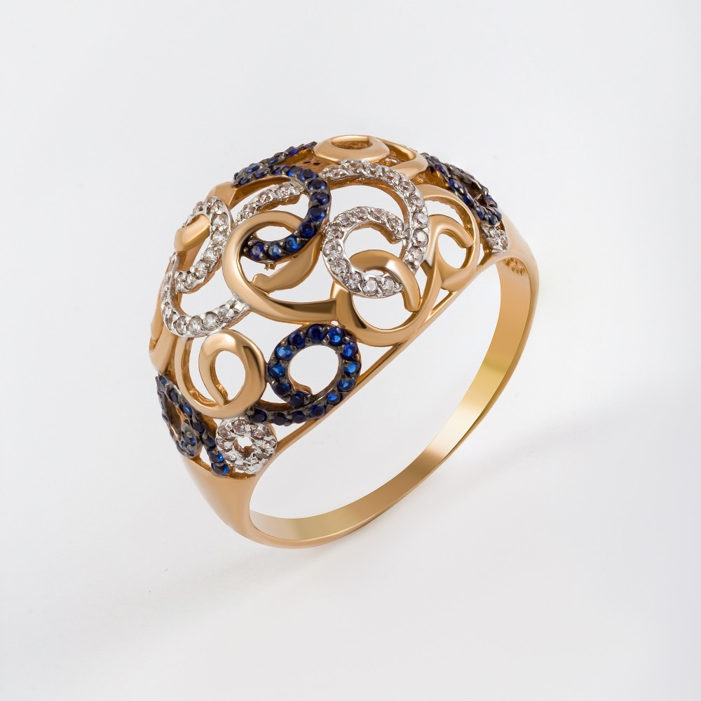 Золотое кольцо Аллегро из красного золота 585 пробы  со вставками (фианит) 7А11365, размеры от 21 до 22.5