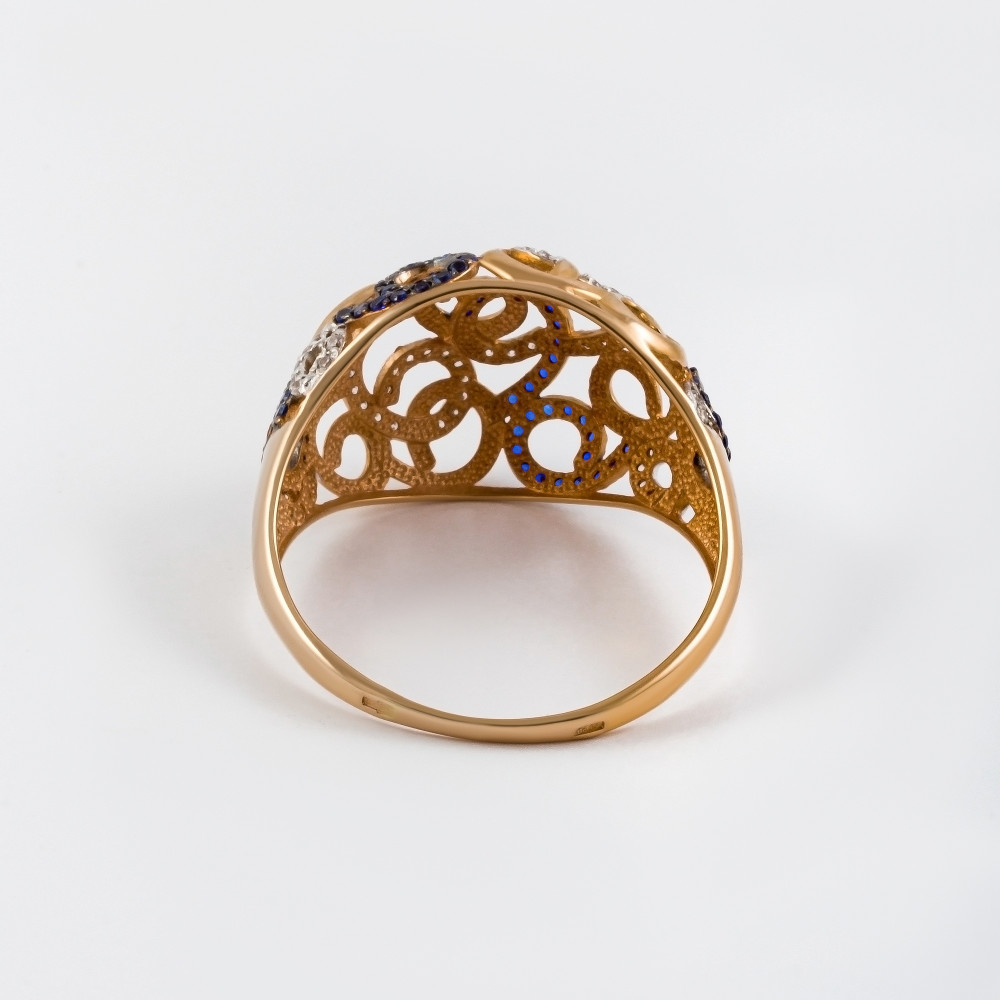 Золотое кольцо Аллегро из красного золота 585 пробы  со вставками (фианит) 7А11365, размеры от 21 до 22.5