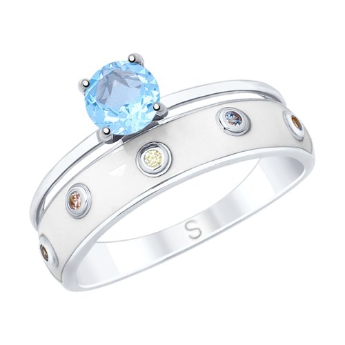 Серебряное кольцо с фианитами и топазами