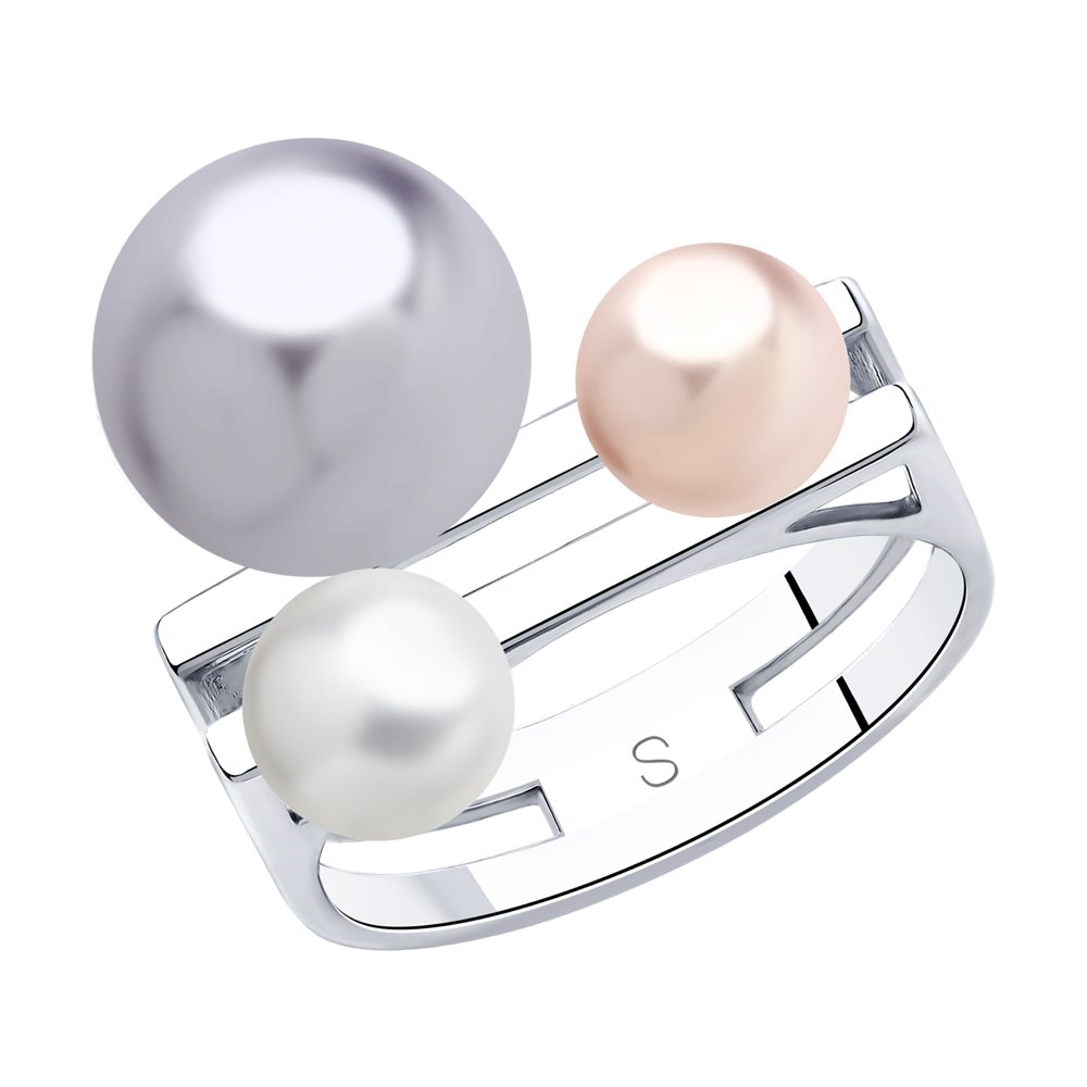 Серебряное кольцо с жемчугом Swarovski 