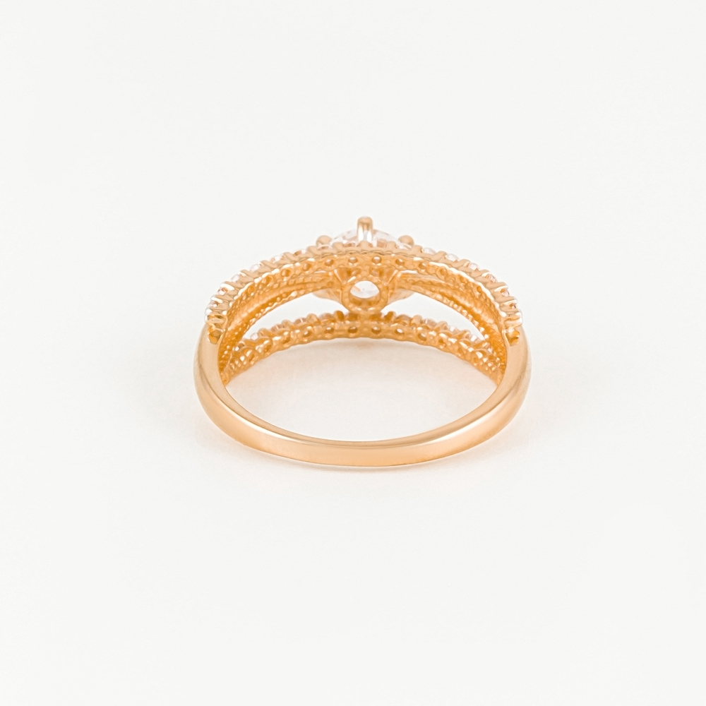 Золотое кольцо Санис из красного золота 585 пробы  со вставками (фианит) СН3526, размеры от 18 до 20.5