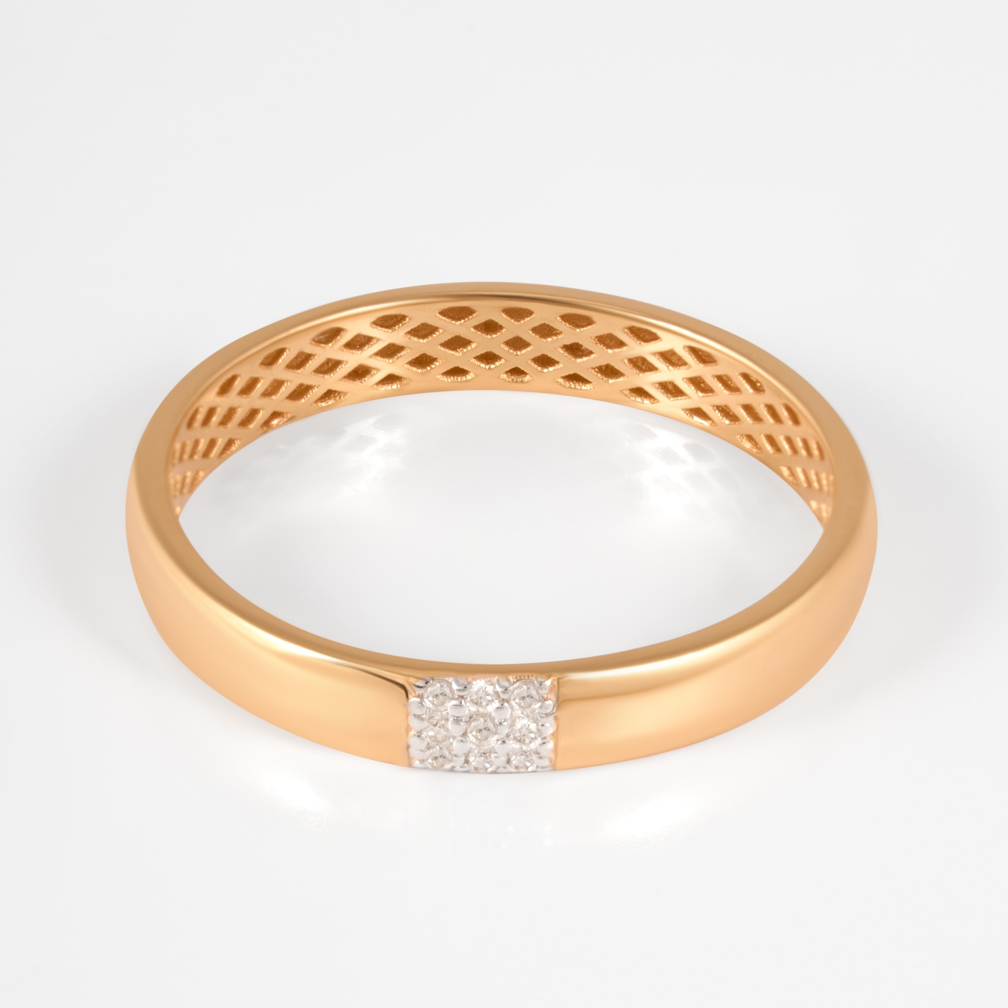Золотое кольцо обручальное Efremof из красного золота 585 пробы со вставками из драгоценных камней (бриллиант) ЮПК13110745, размеры от 15 до 19