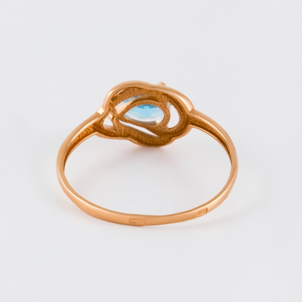 Золотое кольцо Ювелирные традиции из красного золота 585 пробы со вставками из полудрагоценных камней (топаз) ЮИК120-4487тс, размеры от 16 до 20