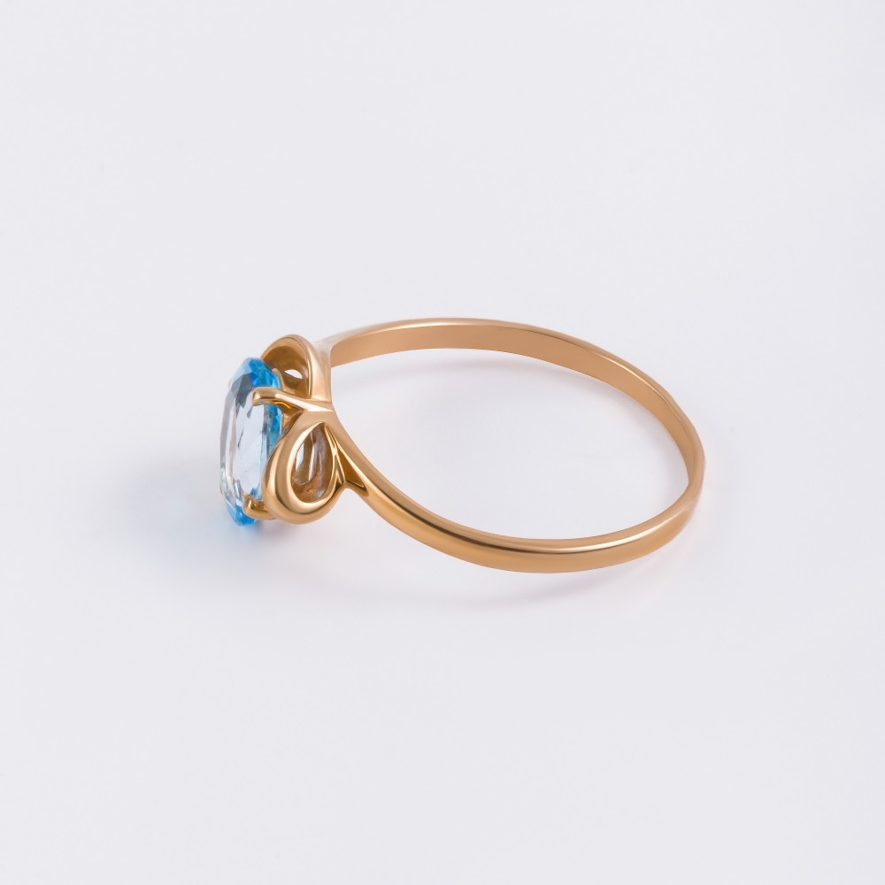 Золотое кольцо Ювелирные традиции из красного золота 585 пробы со вставками из полудрагоценных камней (топаз и фианит) ЮИК122-1192тс, размеры от 16 до 19.5