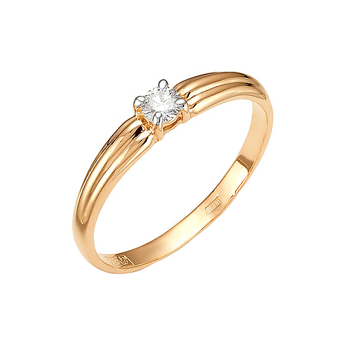 Золотое кольцо Ювелирные традиции из красного золота 585 пробы со вставками из драгоценных камней (бриллиант) ЮИК112-1025, размеры от 15.5 до 18.5