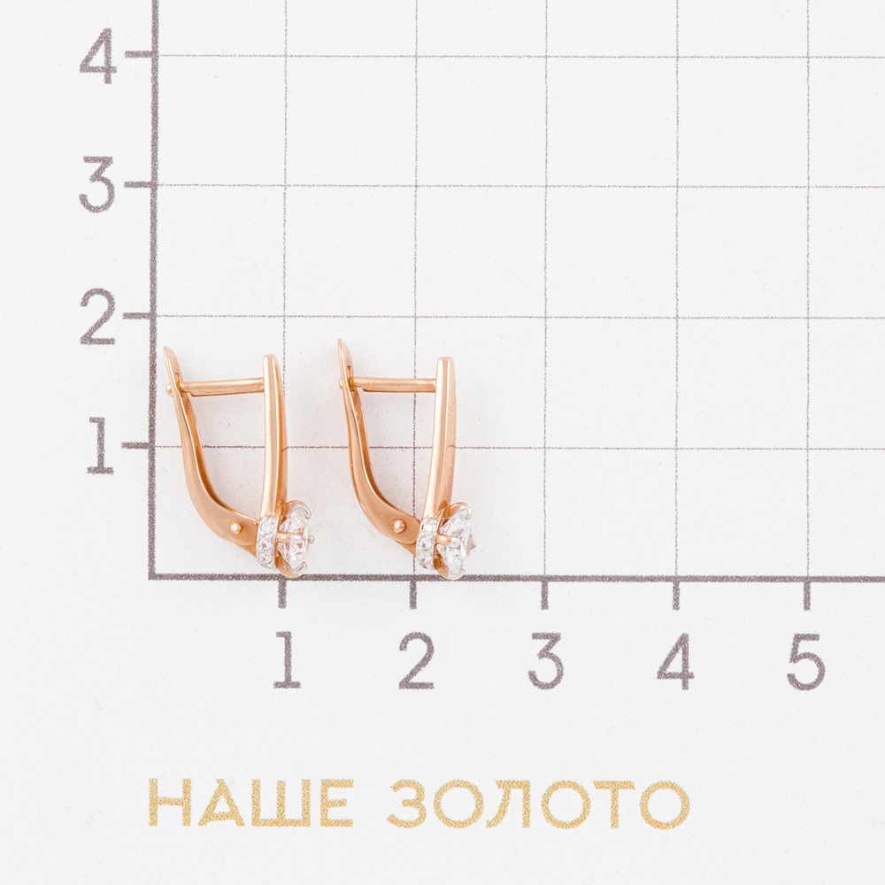 Золотые серьги Вероника из красного золота 585 пробы  со вставками (фианит) 3ВС132-893