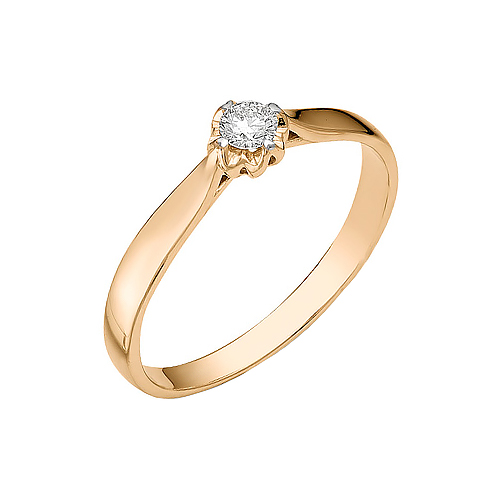 Золотое кольцо Ювелирные традиции из красного золота 585 пробы со вставками из драгоценных камней (бриллиант) ЮИК112-993, размеры от 15 до 17.5