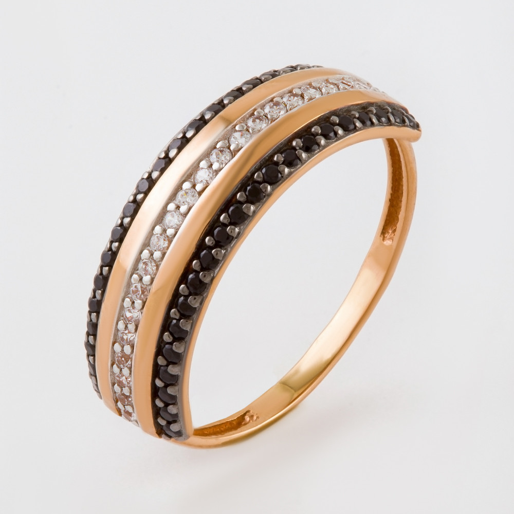 Золотое кольцо Иллада  из красного золота 585 пробы  со вставками (фианит) 2И112015-1, размеры от 16 до 18.5