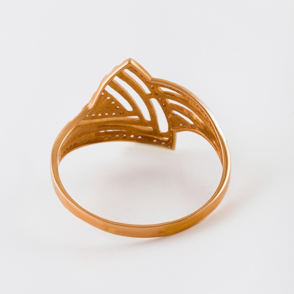 Золотое кольцо Иллада  из красного золота 585 пробы  со вставками (фианит) 2И110034, размеры от 19.5 до 22.5