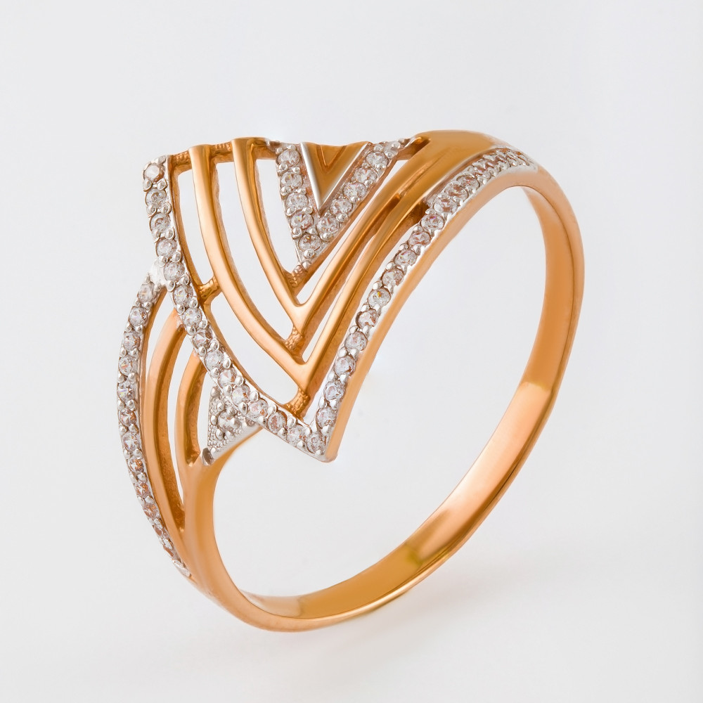 Золотое кольцо Иллада  из красного золота 585 пробы  со вставками (фианит) 2И110034, размеры от 19.5 до 22.5