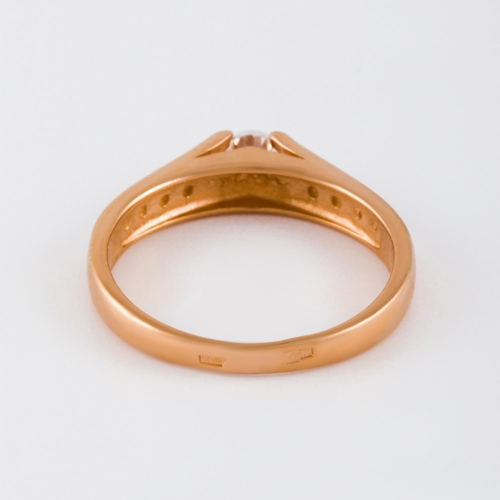 Золотое кольцо Иллада  из красного золота 585 пробы  со вставками (фианит) 2И110657, размеры от 17.5 до 19