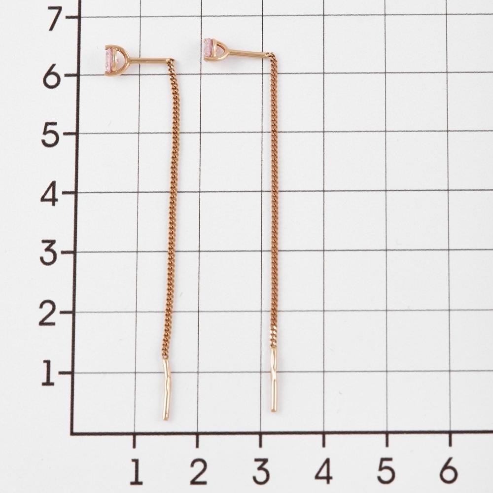 Золотые серьги протяжки Иллада  из красного золота 585 пробы  со вставками (фианит) 2И140097