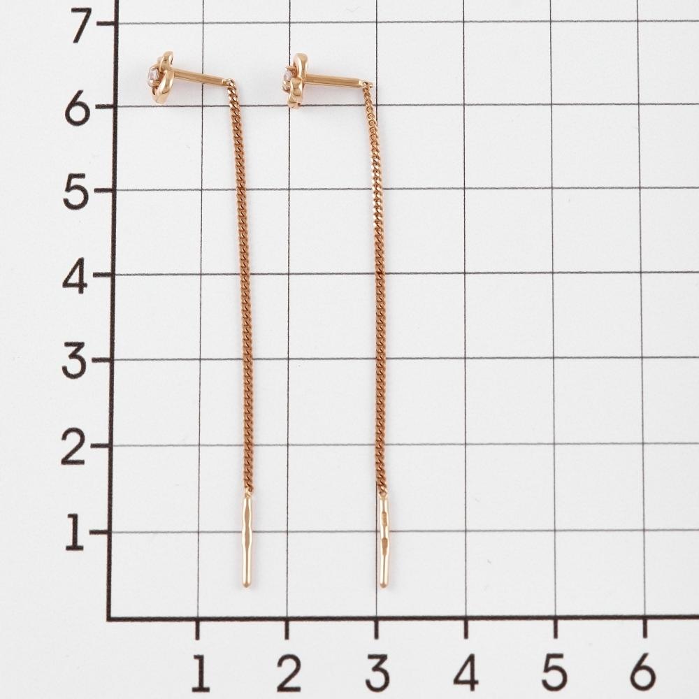 Золотые серьги протяжки Иллада  из красного золота 585 пробы  со вставками (фианит) 2И140121