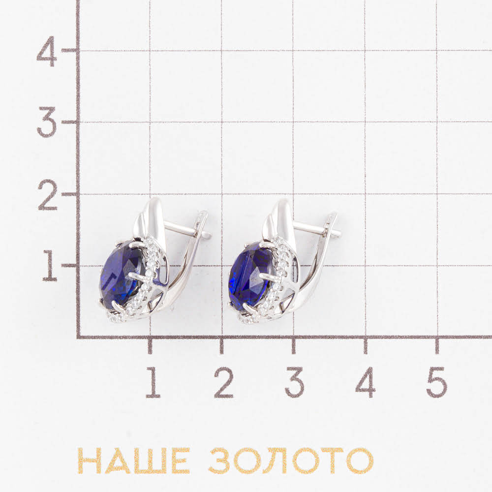 Серебряные серьги Sokolov  со вставками (фианит и корунд сапфир) ДИ88020008