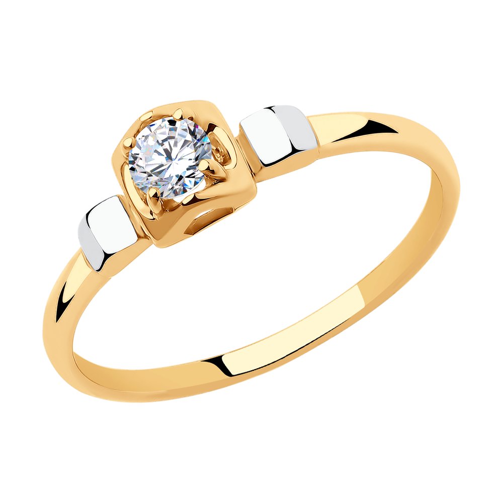 Золотое кольцо Sokolov из красного золота 585 пробы  со вставками (фианит) ДИ018356, размеры от 18 до 18