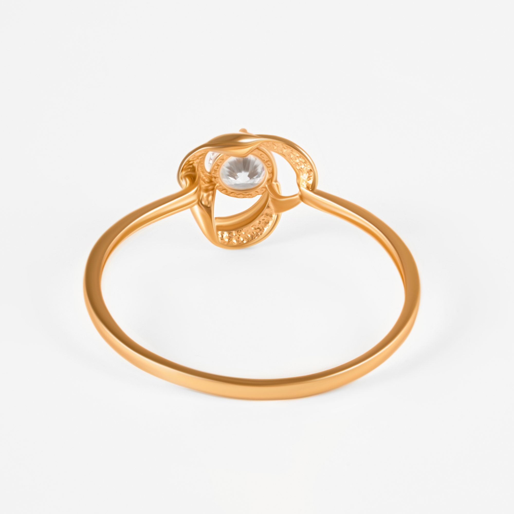 Золотое кольцо Liberty  из красного золота 585 пробы  со вставками (фианит) РЫ1006641, размеры от 15.5 до 19