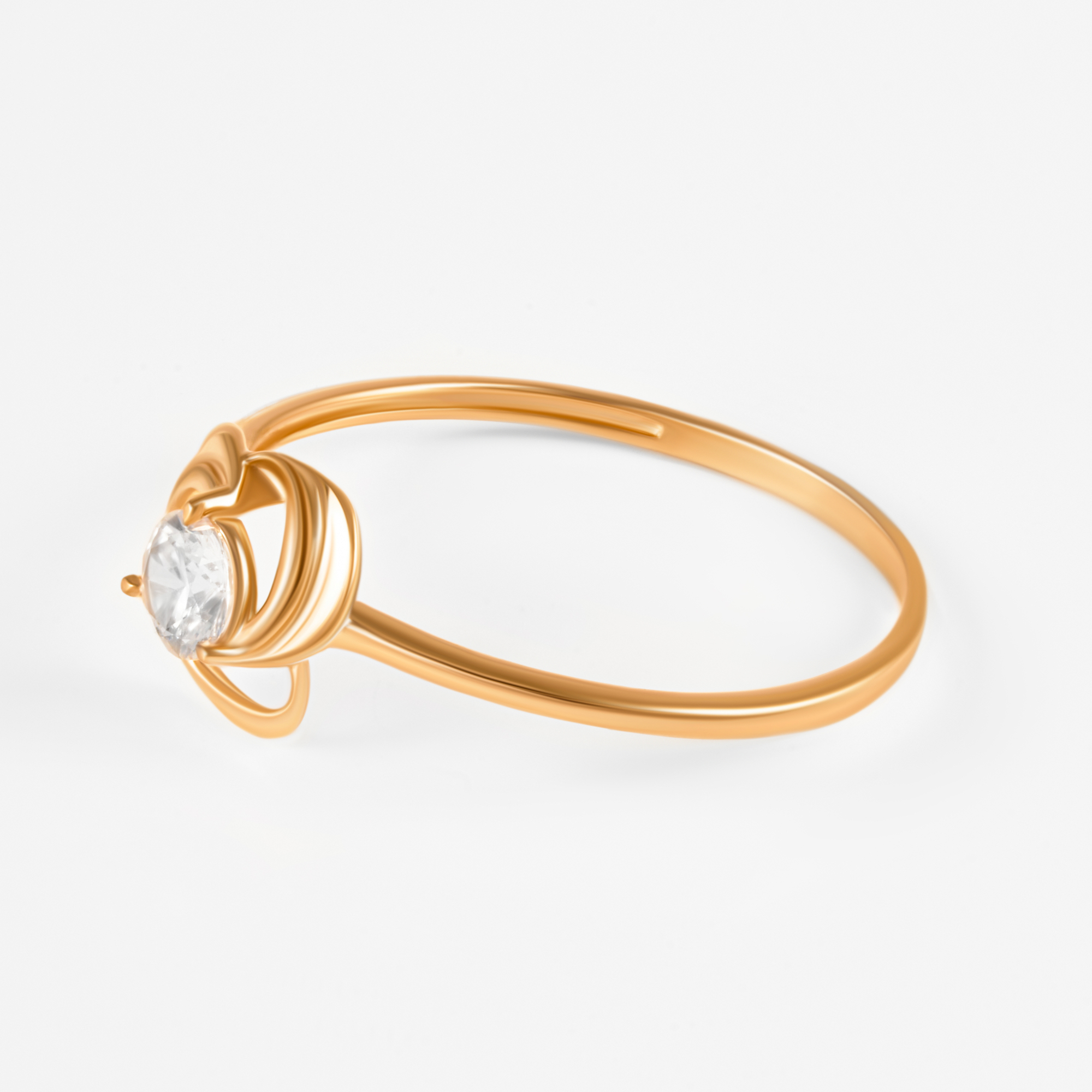 Золотое кольцо Liberty  из красного золота 585 пробы  со вставками (фианит) РЫ1006641, размеры от 15.5 до 19