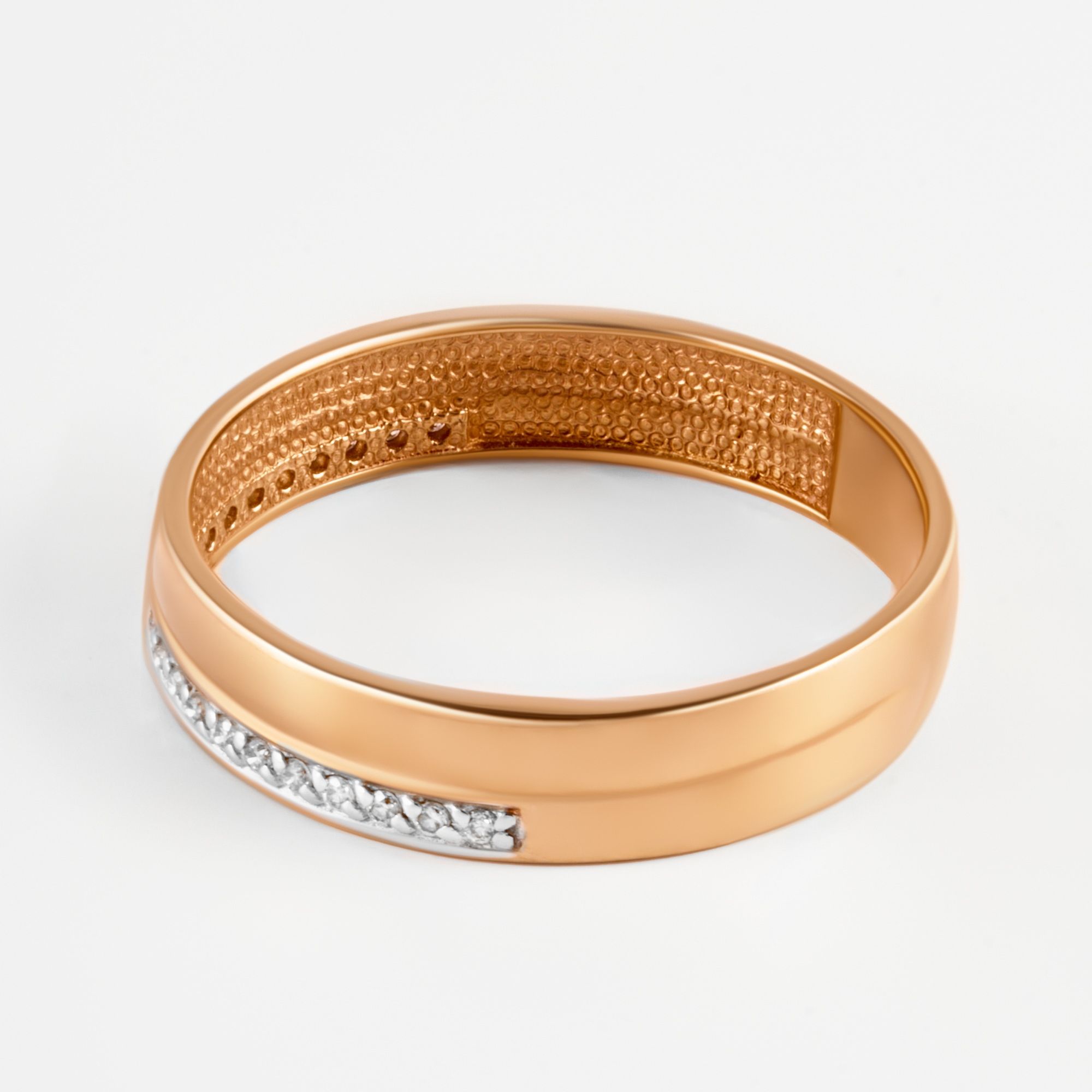 Золотое кольцо обручальное Efremof из красного золота 585 пробы со вставками из драгоценных камней (бриллиант) ЮПК1318286, размеры от 15.5 до 19