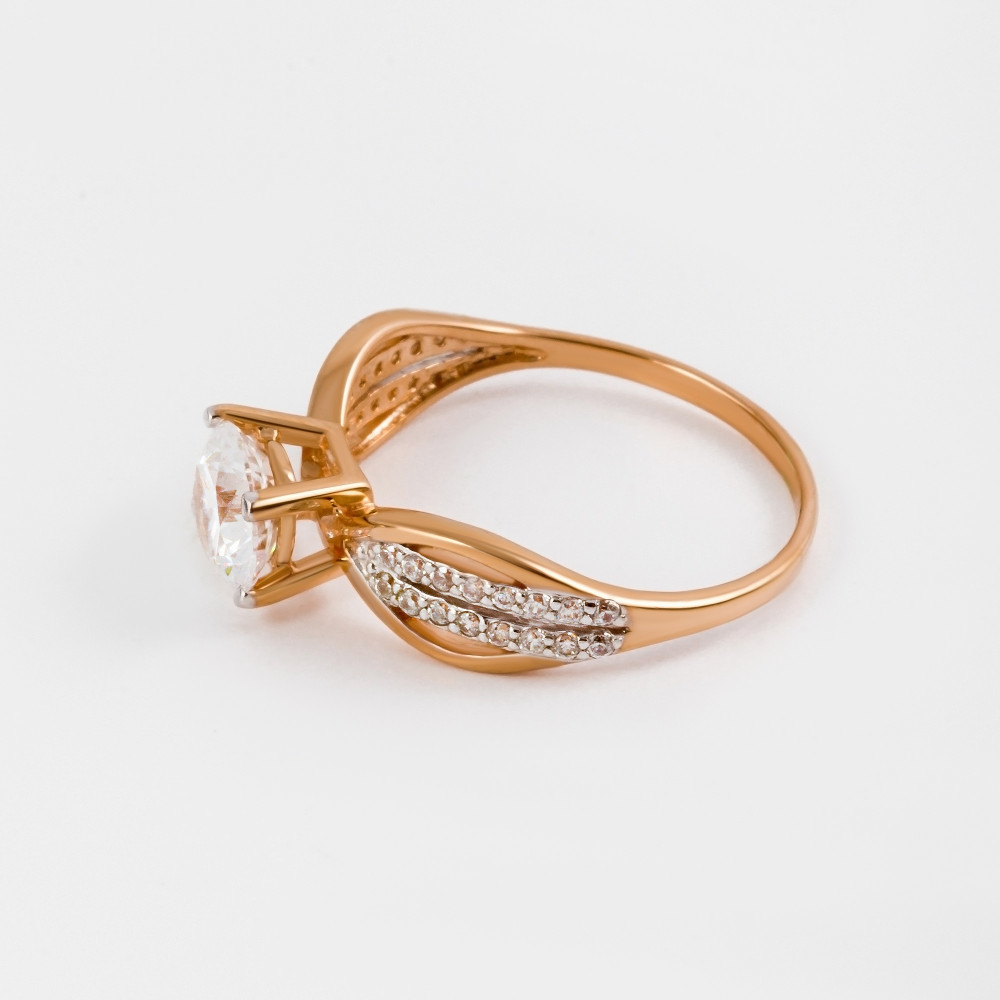Золотое кольцо Лукас голд из красного золота 585 пробы  со вставками (фианит и ) ЛФР01-Ц-СВ-59242-З, размеры от 16 до 17.5