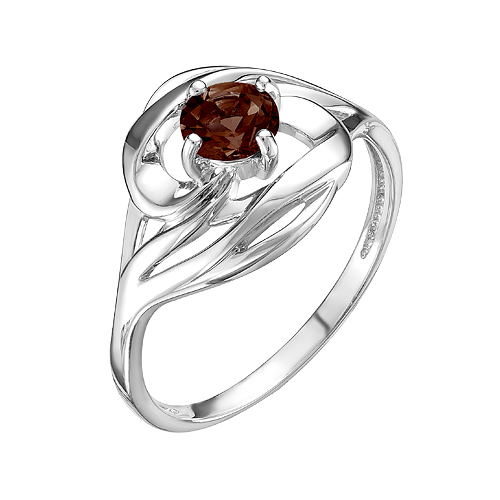 Серебряное кольцо Ювелирные традиции со вставками из полудрагоценных камней (раухтопаз) ЮИК620-4143ТР, размеры от 16 до 20.5